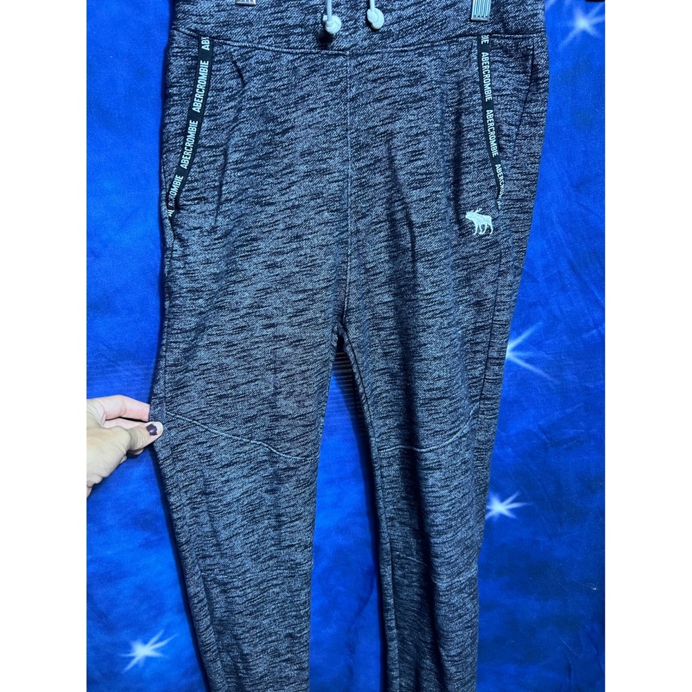 Abercrombie Kids Boys Gray Space Dye Jogger Sweatpants Logo Tape Size 11/12